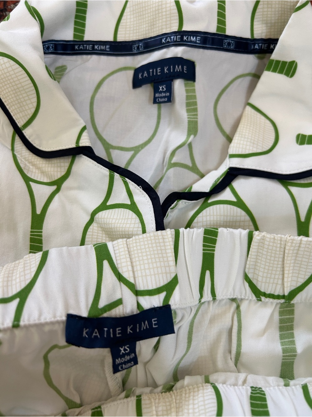 NWT KATIE KIME Tennis Time Pajama Shorts Set - Green SIZE XS - Picture 4 of 5